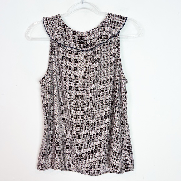 CABI STELLAR TOP NAVY PINK MICRO STAR PRINT SLEEVELESS RUFFLE BLOUSE MEDIUM - Picture 4 of 8